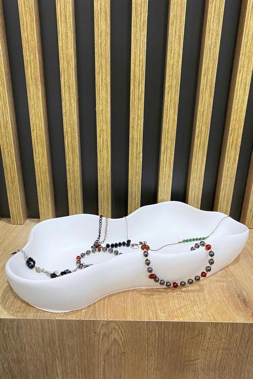 Dekoratif Dalgalı Asimetrik Takı Tabağı-Dekoratif Tabak Kase Aksesuar