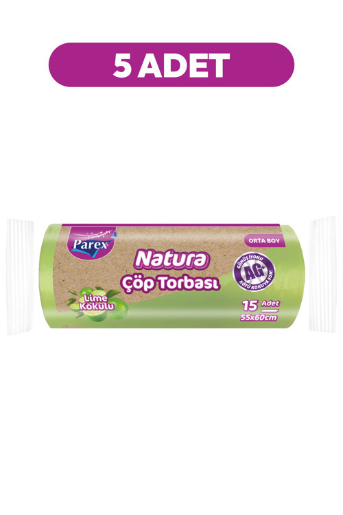 Natura Çöp Torbası Orta Boy 15'li 55 x 60 cm Beşli Paket