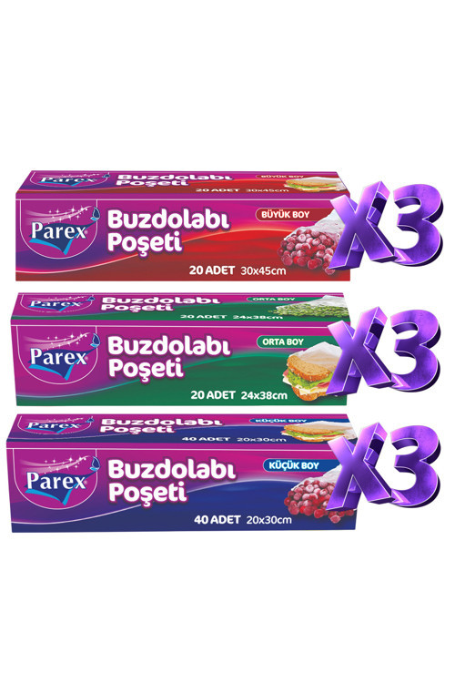 Buzdolabı Poşeti Üç Boy 9 Paket Set