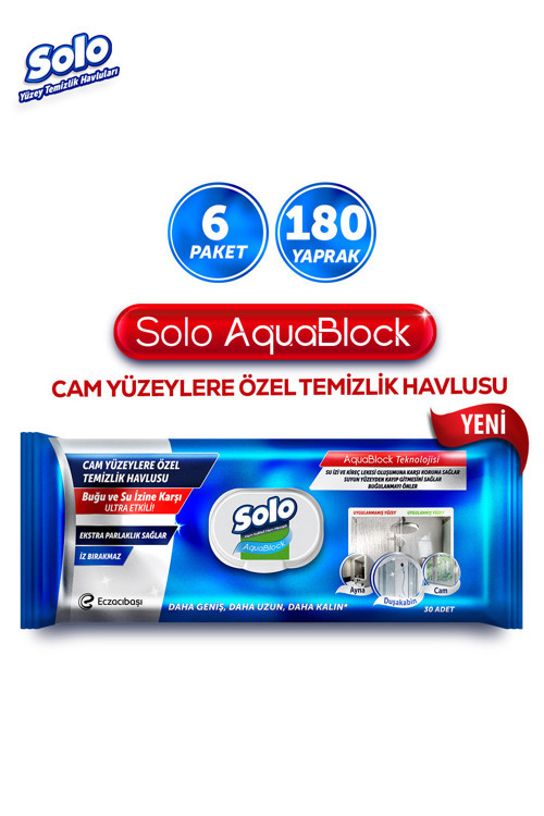 Aquablock Cam Yüzeylere Özel Temizlik Havlusu 6'lı 180 Yaprak