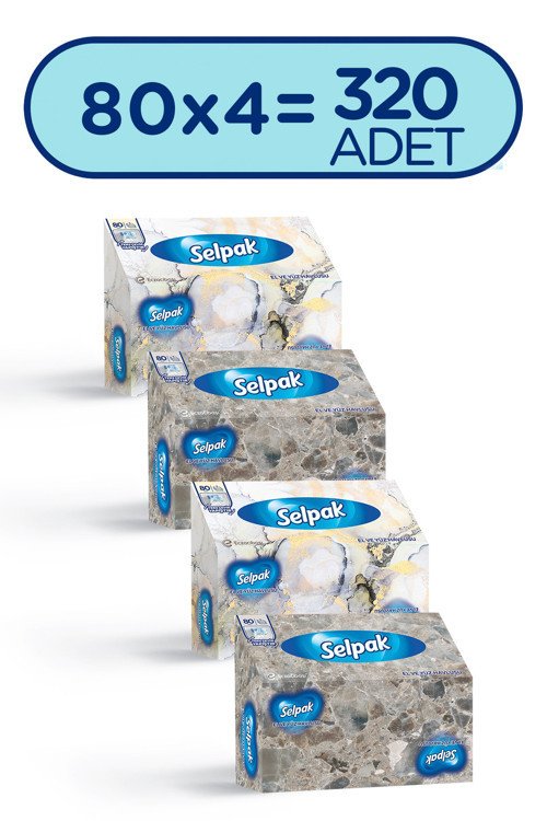 El Ve Yüz Havlusu Kutulu Mermer Desen 4*80 Yaprak