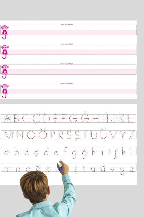 Harfli Kılavuz Ve Kılavuz Çizgili Yazı Seti Kağıt Tahta