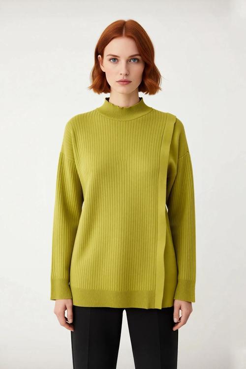 Kadın Bisiklet Yaka Ribana Dokulu Triko Kazak Tesettür Giyim İçin Modern Ve Rahat Uzun Kollu Ürün