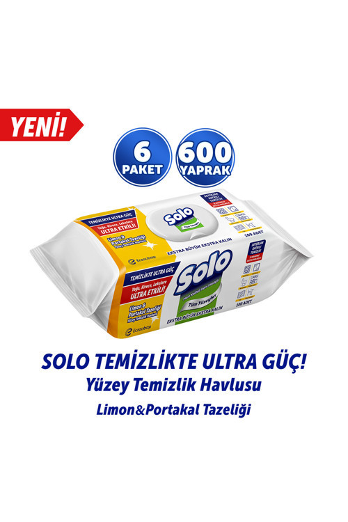 Temizlikte Ultra Güç Limon&Portakal Tazeliği Yüzey Temizlik Havlusu 6'Lı 600 Yaprak
