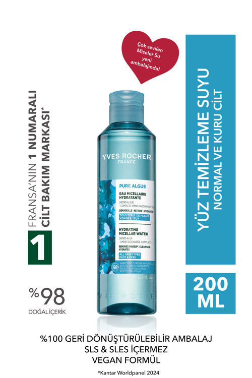 Makyaj Temizleme Micellar Suyu-Normal ve Kuru Cilt -Pure Algue Nemlendirici Botanik Kompleks 200ml