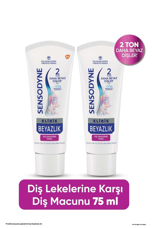 Klinik Beyazlık Çay, Kahve ve Tütün Lekelerine Karşı Diş Macunu 75ml x 2 Adet