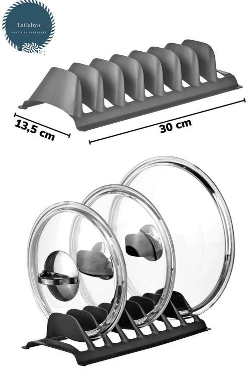 8 Bölmeli Tencere Kapak Tutucu Düzenleyici Tencere Kapağı Standı Kırılmaz 30Cm