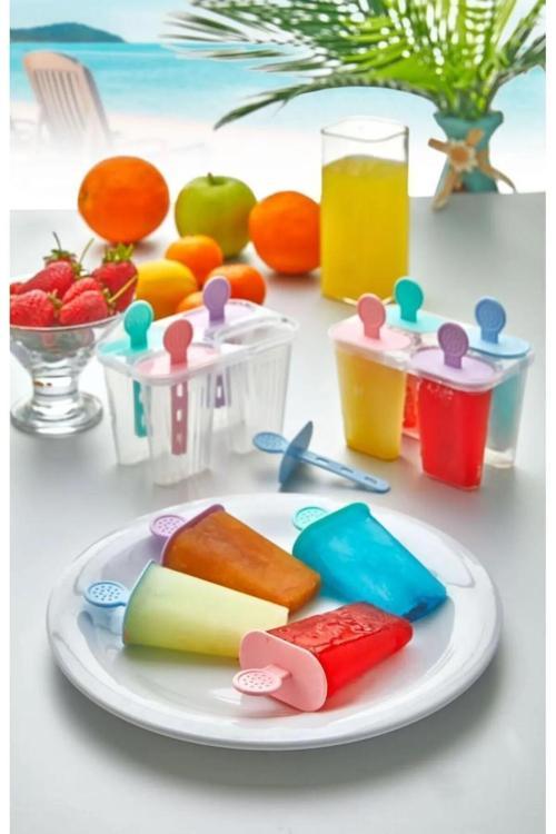 4'Lü Lüks Renkli Meybuz Dondurma Buz Kalıbı Çocuk Dondurma Kalıbı