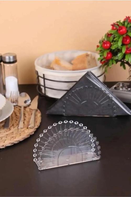 Lüks Kristal Boncuklu Servis Peçetelik Sunumluk Mutfak Servis Sunum Takımı