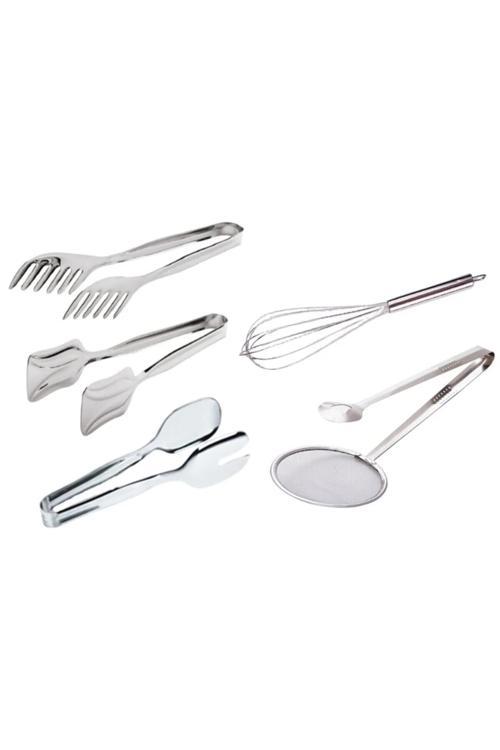5'Li Lüks Çelik Maşa Çırpıcı Seti