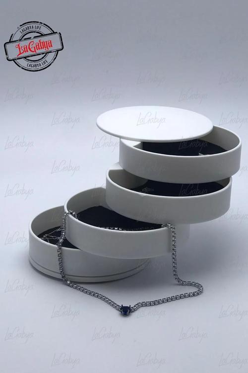 Lüks 4 Katlı Silindir Döner Takı Aksesuar Makyaj Yüzük Küpe Toka Kutusu Organizeri (10X10Cm)