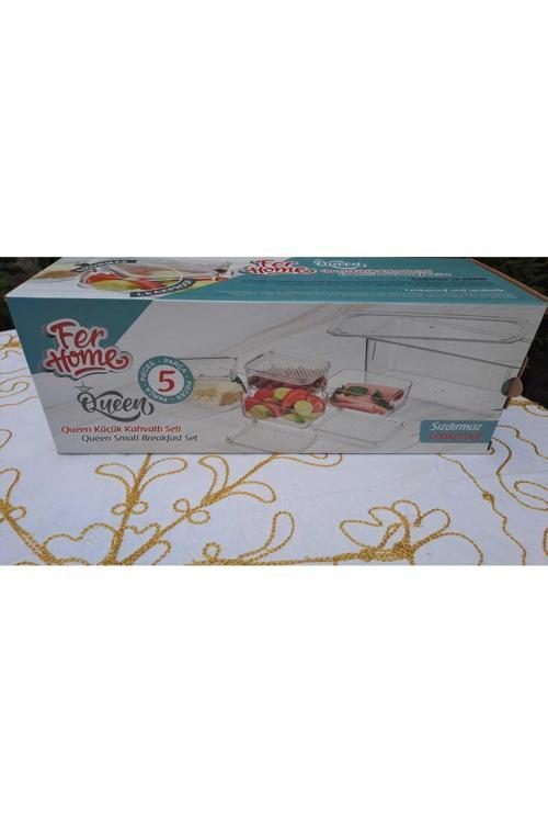 5 Li Akrilik Kapaklı Kutulu Kahvaltılık Saklama Kabı Seti Şeffaf Kahvaltılık Dik