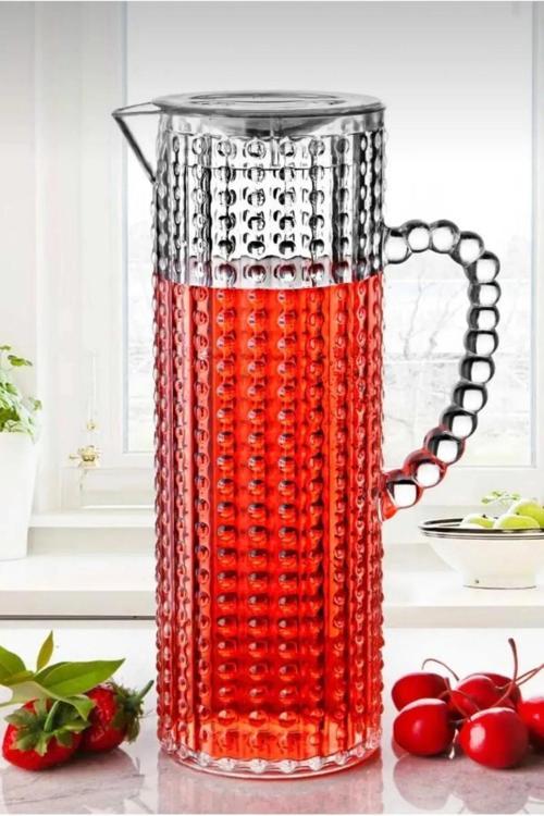 Onlinekapında Akrilik Kristal Boncuklu Sürahi Karaf Kırılmaz Baş Ucu Sürahisi 1,5Lt