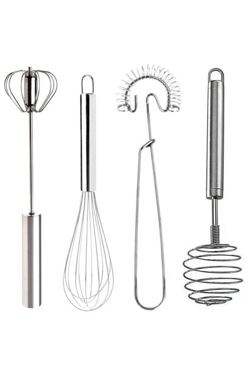 4 Adet Paslanmaz Çelik Çırpıcı Set Otomatik Çırpıcı,Tel Çırpıcı,,Yaylı Çırpıcı