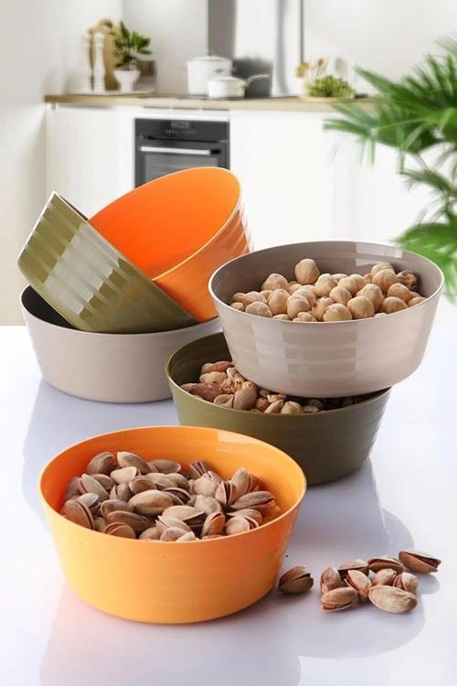 Lüks 12 Adet Plastik Çerezlik Kase Renkli