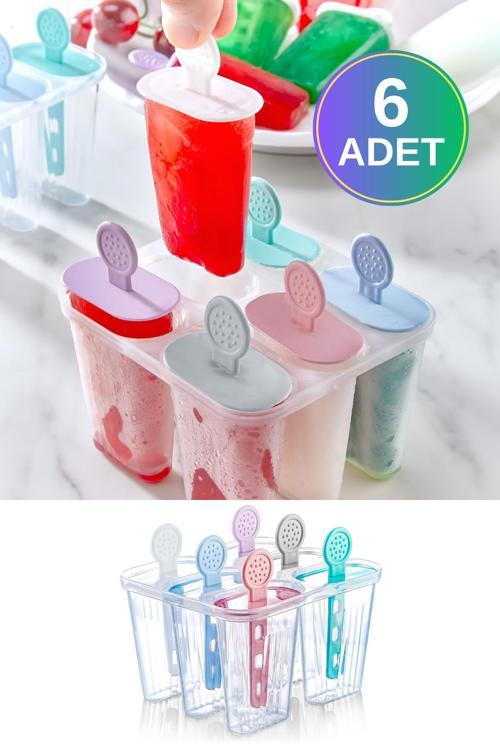 6'Lı Pratik Dondurma Ve Meybuz Kalıbı Çocuk Dondurma Kalıbı Buz Kalıbı