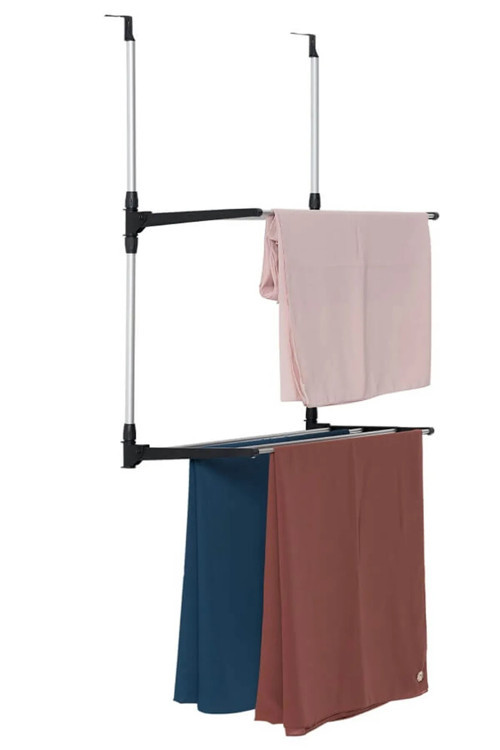 Lüks 2 Katlı Kapı Arkası Kurutma Askısı Kurutmalık Paslanmaz Askı Çamaşır Kıyafet Askısı 61Cm