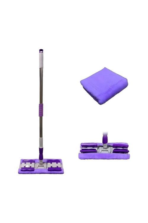 Yeni Nesil Ayarlanabilir Mikrofiber Mop Yer Duvar Fayans Temizleyici Yedek Bez Hediyeli Mandallı Mop