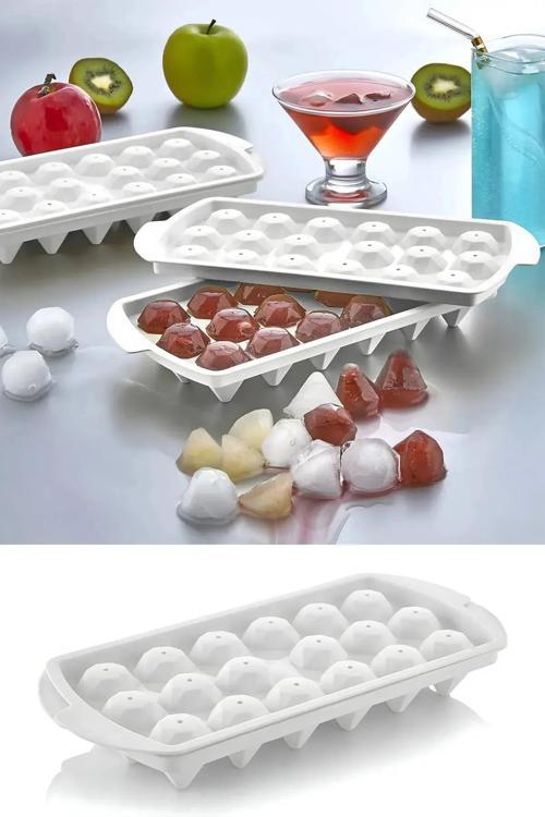 Lüks Kapaklı Elmas Şekilli Buz Kalıbı 18 Bölmeli Kokteyl Sunum Buz Kalıbı