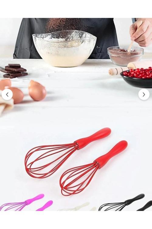 2'Li Silikon Yumurta Puding Sos Kremşanti Çırpma Teli Çırpıcı