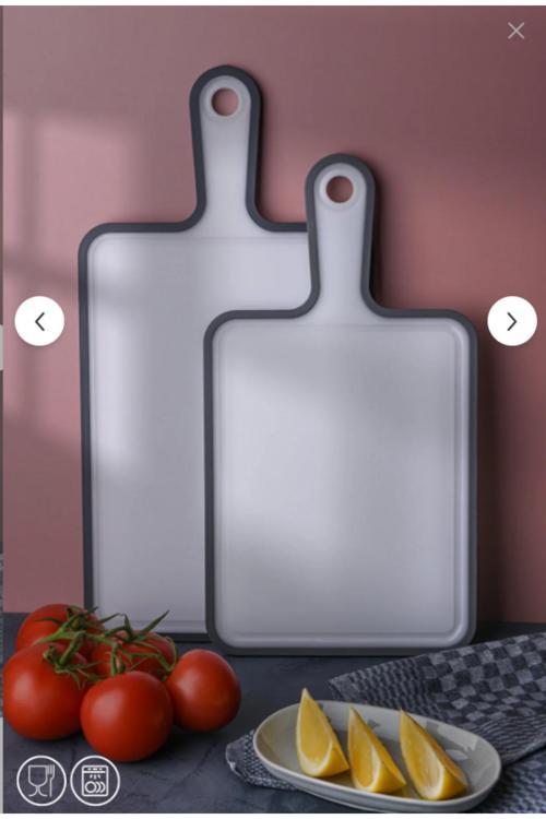 Lüks 2 Li Kaydırmaz Kesme Tahtası Kulplu Kesim Panosu 1X(30X21 Cm 24,5X19,5 Cm)