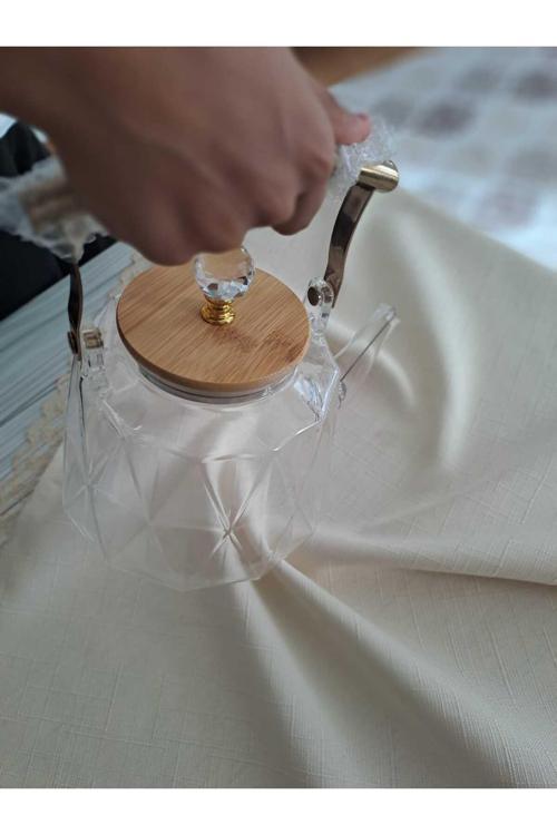 Tutmalıcamsüzgeçli Camdemlik Çaybitki Çayı Demleme Isıya Dayanıklı Borosilikat 1000Ml