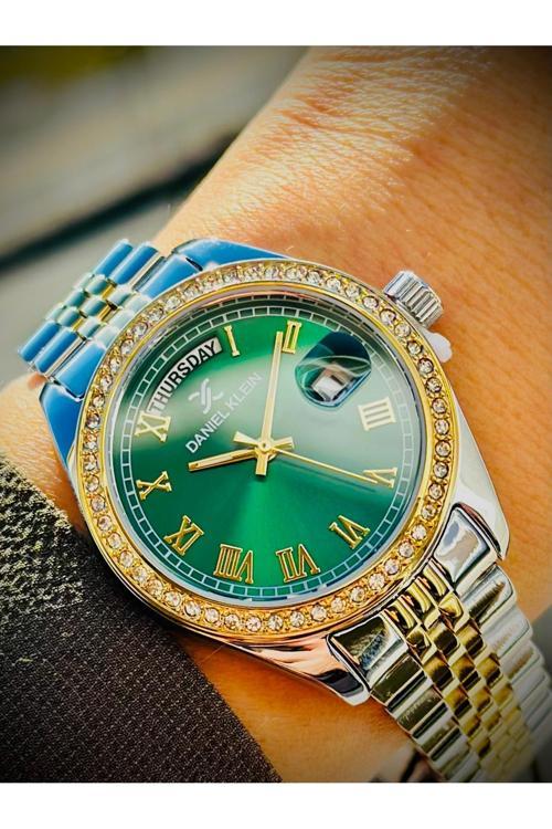 Dk.1.13867-5 Orıjınal 2 Yıl Garantili Sarı-Gümüş Özel Taşlı Kadın Kol Saati