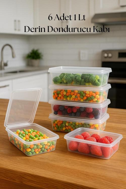 6’lı Derin Dondurucu Saklama Kabı & Organizeri 1 lt 12,5x19,5x5,5 cm