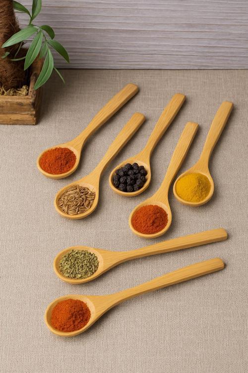6’lı Ahşap Küçük Baharat Kaşığı 13 cm