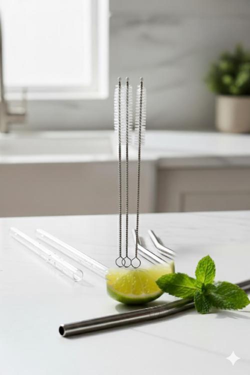 3’lü Paslanmaz Çelik Pipet Temizleme Fırçası Seti