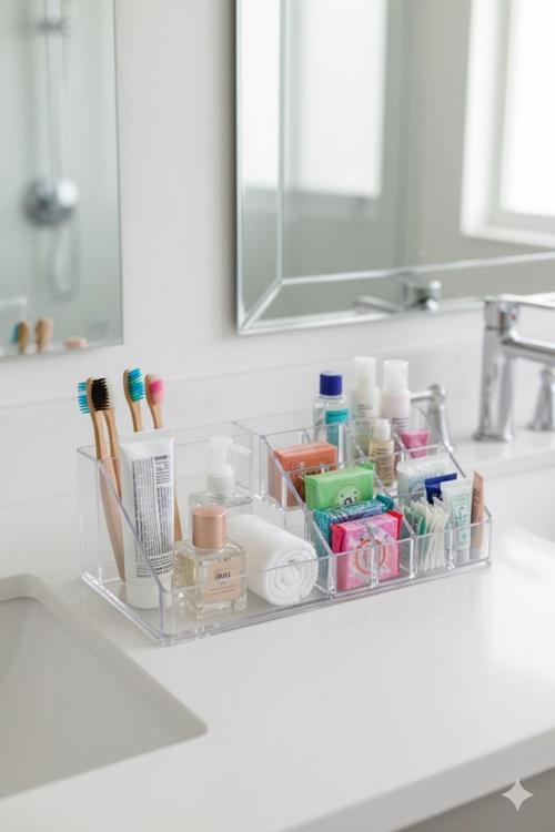 Şeffaf Akrilik Banyo Kozmetik Düzenleyici Organizer 13x22x8 cm