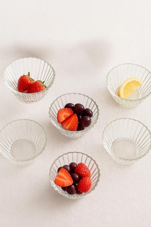 6’lı Cam Desenli Çerezlik Kase Seti 150 ml