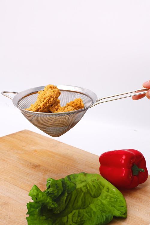 Saplı Tel Süzgeç 12 cm Paslanmaz Çelik Konik Mutfak Süzgeci