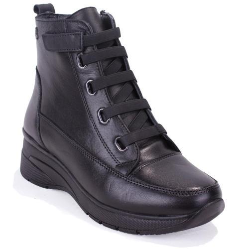 DZA07-13091527 Siyah Günlük Düz Taban Deri Kadın Bot