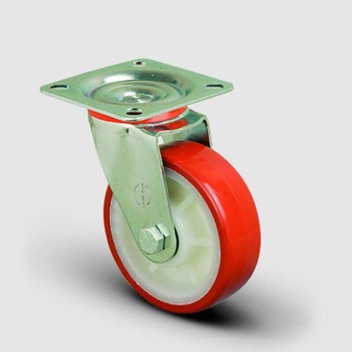 EK01ZKP150 Yanmaz Tip Döner Tablalı Sarhoş Poliüretan Kaplı Tekerlek Çap:150 210 Kg taşır