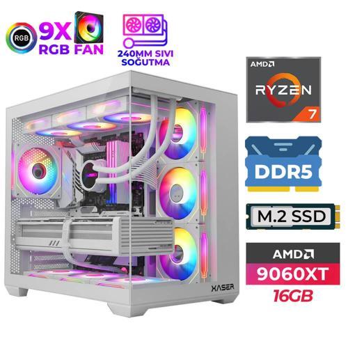 SovaX70 Ryzen 7 7800X3D 32GB DDR5 Ram 1TB M.2 NVMe SSD 16GB RX9060 XT Sıvı Soğutmalı Masaüstü Oyuncu Bilgisayarı