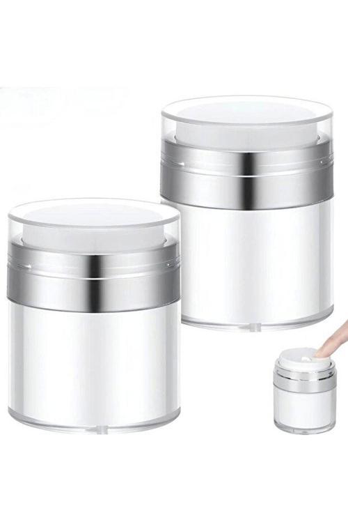 2 Adet Şeffaf Krem Kutusu Doldurulabilir Pompalı Boş Krem Vücut Yağı Saklama Kutusu Cilt Bakım Seti