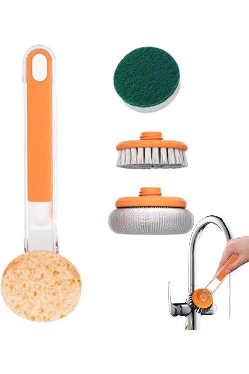 Mutfak Bulaşık Temizlik Seti - Bulaşık Süngeri , Tel , Fırça Ve Kazıyıcı Bir Arada