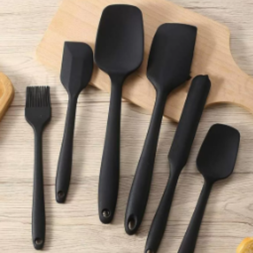 6lı Takım Silikon Yanmaz Yapışmaz Mutfak Pasta  Yumurta Fırçası Kaşık Bıçak Spatula Seti
