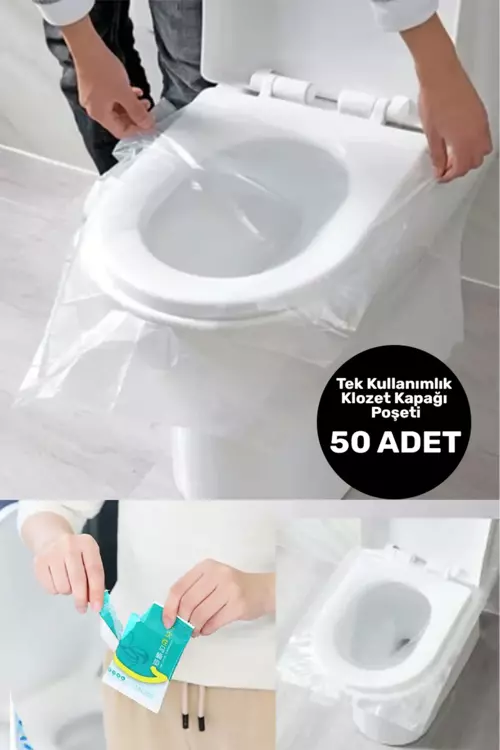 Hijyenik Tek Kullanımlık Klozet Kapağı Poşeti Şeffaf Kapak Örtüsü Pratik Seyehat Restaurant