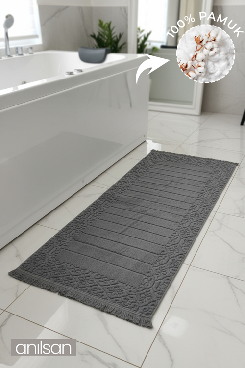 Aflora Antrasit Ayak Havlusu - 60x130Cm, 690Gr, %100 Pamuk, Spa Ve Otel Banyo Paspası, Günlük Kullanıma Uygun