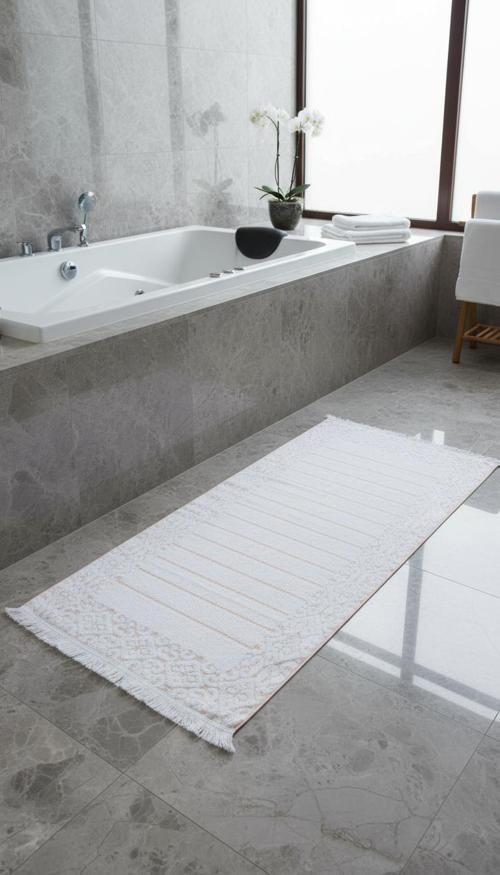 Aflora Beyaz-Turuncu Ayak Havlusu - 60x130Cm, 690Gr, %100 Pamuk, Spa Ve Otel Banyo Paspası, Günlük Kullanıma Uygun