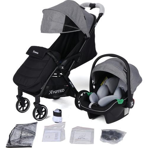 Wow Kabin Boy Tek Elle Kolay Katlanır Travel Bebek Arabası Autofold Grey Black