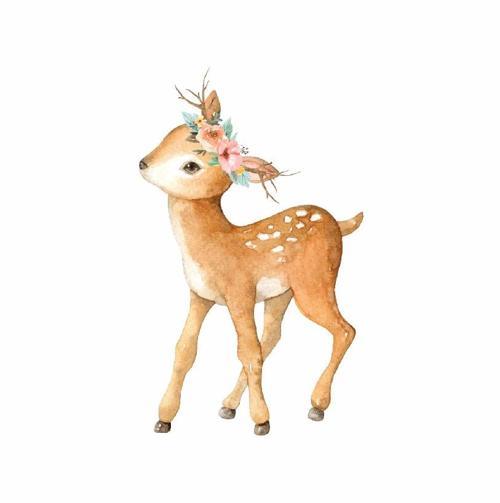 Çiçek Taçlı Sevimli Geyik Duvar Stickerı