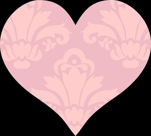 Açık Pembe Damask Desenli Kalp Duvar Stickerı