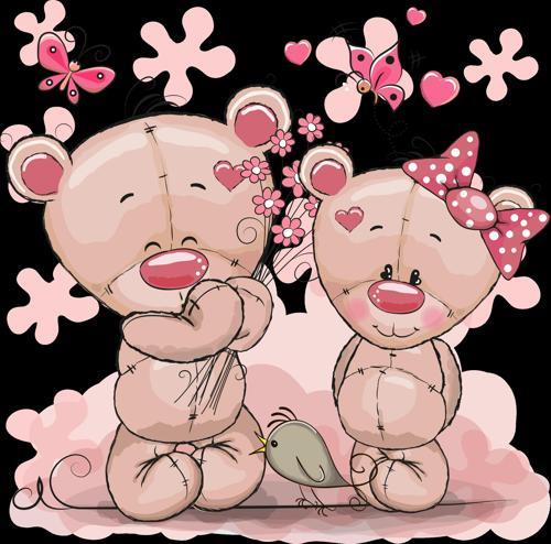 Çiçek Tutan Ayıcıklar Duvar Stickerı