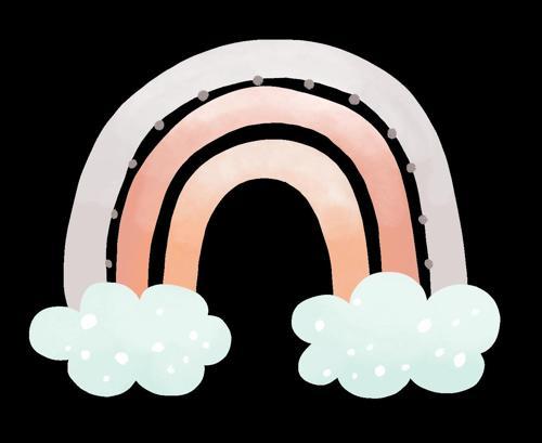 Bulutlu ve Noktalı Pastel Gökkuşağı
