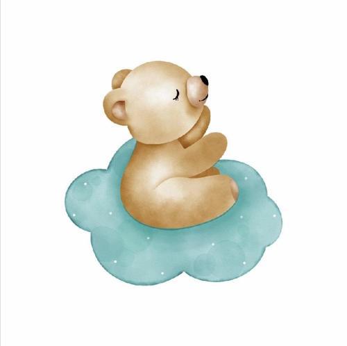 Bulut Üzerinde Uyuyan Ayıcık Duvar Stickerı