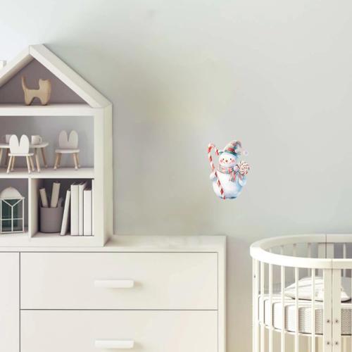 Baston Şekerli Karlı Adam Duvar Stickerı