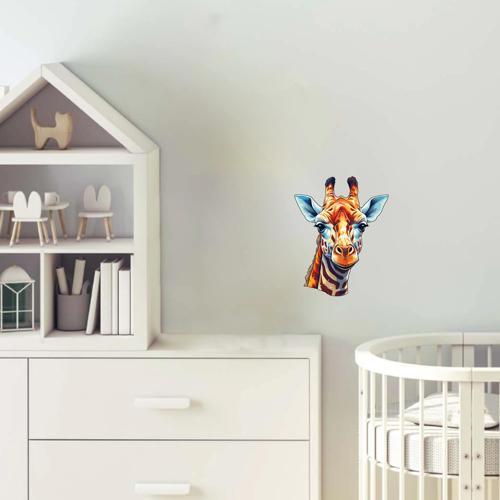 Çizgili Boyunlu Zürafa Kafası Duvar Sticker'ı